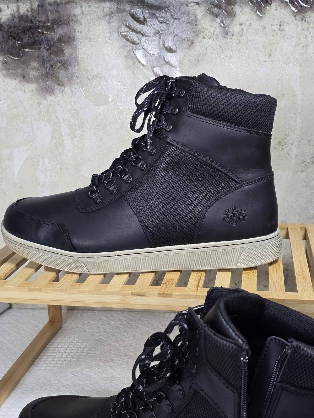 Harley-Davidson Black High Top Moto Boots Side Zip Men’s 11.5 - Picture 7 of 11